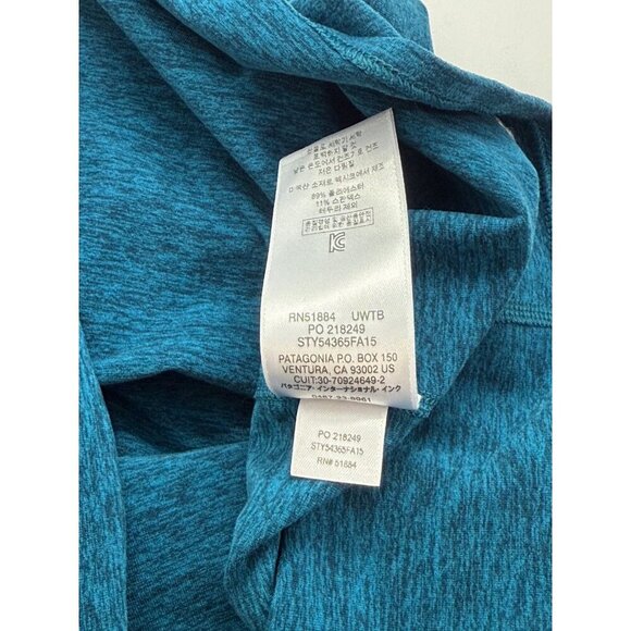 Patagonia Women's Long Sleeve Performance Top Open Layered Back Teal Soft Size S - Picture 10 of 11